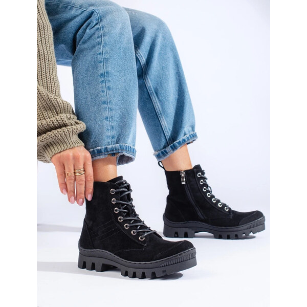 BASIC ČIERNE ŠNUROVACIE ČLENKOVÉ TOPÁNKY S.BARSKI GE13-13B 31673135