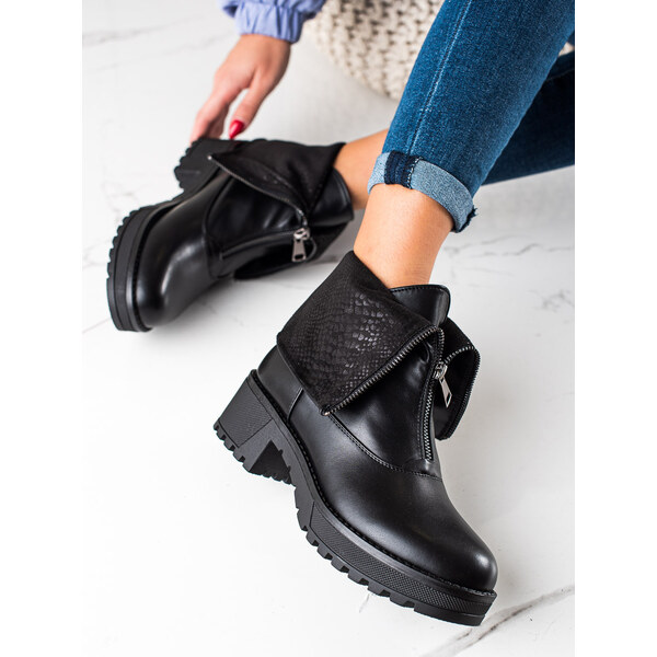 BASIC ČIERNE WORKERY S OHNUTÝM ZVRŠKOM VINCEZA HX22-16271B 27719991