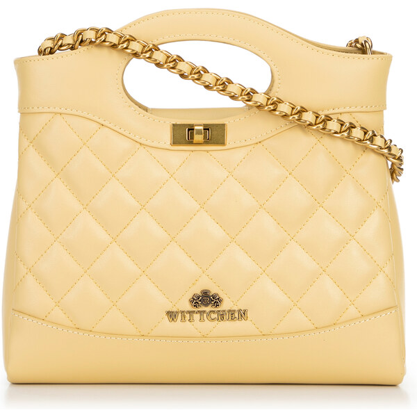 Wittchen Prešívané kožené mini puzdro na retiazke, žlté 100-4E-230-Y 66066814