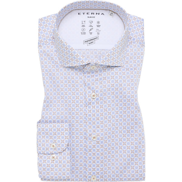 ETERNA Slim fit modro hnedá košeľa streč Performance Easy Iron 63443951