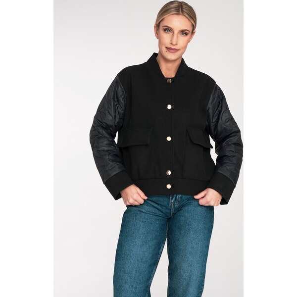 FIGL Čierny dámsky bomber s prešívanými rukávmi M1097 Black 66149602