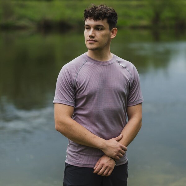 TERMOVEL Šedočervené pánske funkčné tričko s krátkym rukávom 65151890