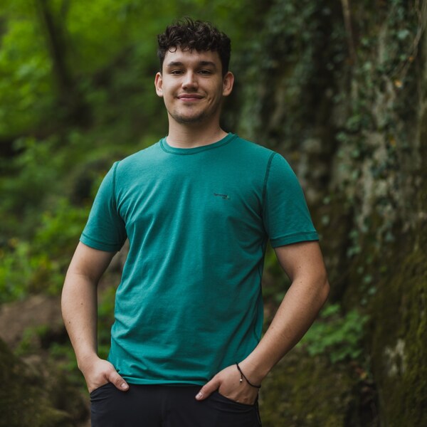 TERMOVEL Zelené pánske bambusové tričko s krátkym rukávom 65151892