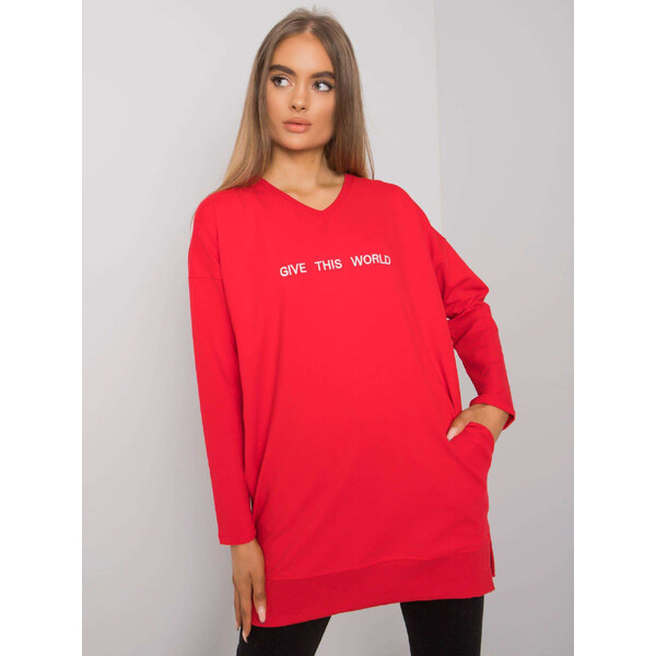 RUE PARIS Červená dámska tunika s nápisom RV-TU-7201.43P-red 57948421
