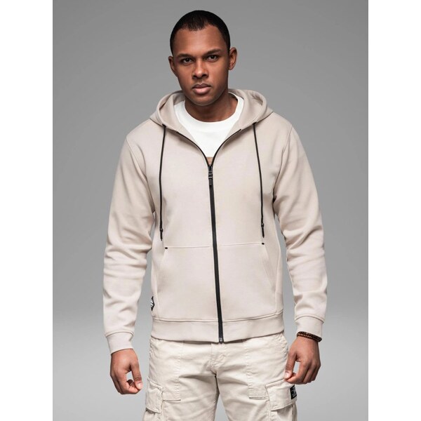Ombre Clothing Voľnočasová piesková pánska mikina V6 SSZP-0213 63457541