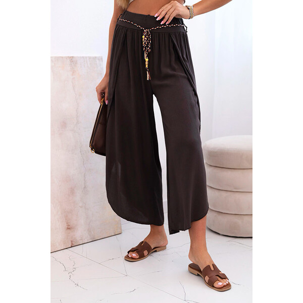 Fashionweek Dámske viskózové nohavice s rozparkom na nohaviciach 63460527