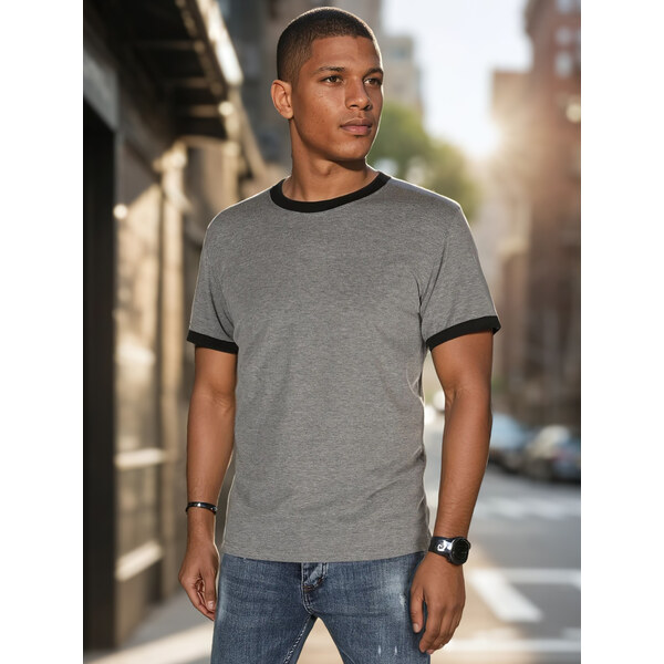DStreet Pánske basic tričko šedé 64681344