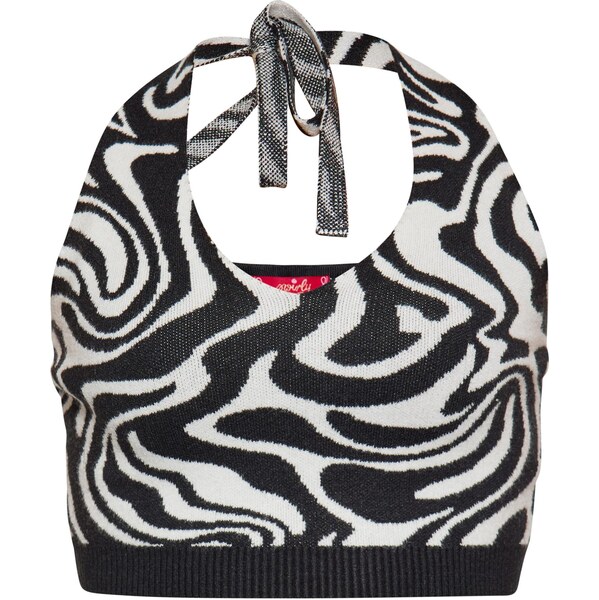 swirly Vyšívaný top čierna / biela 65872267