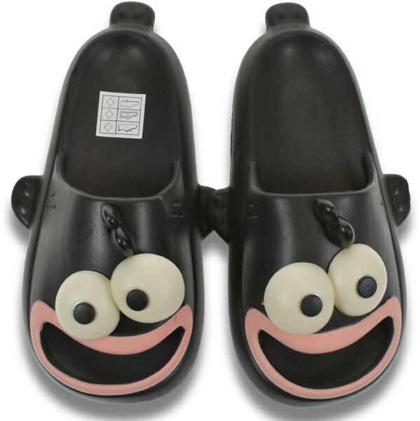 JOHN-C Detské čierne šľapky FUNNY FACE 63471240