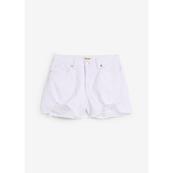bonprix Šortky s vysokým pásom, z twillu, farba biela 63477936