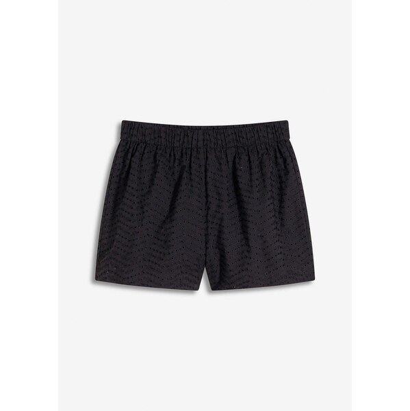 bonprix Šortky s dierkovanou výšivkou, farba čierna 63478042