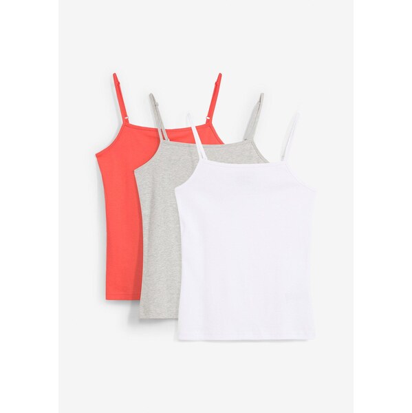 bonprix Top na tenké ramiena s bio bavlnou (3 ks), farba červená 63478299