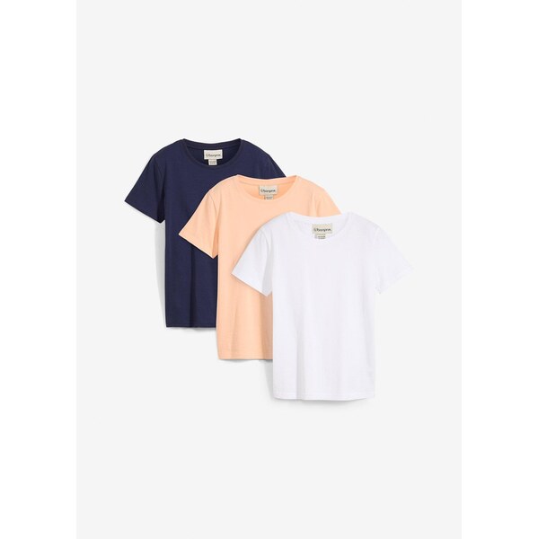 bonprix Tričko z čistej bio bavlny (3 ks v balení), farba modrá 63478301