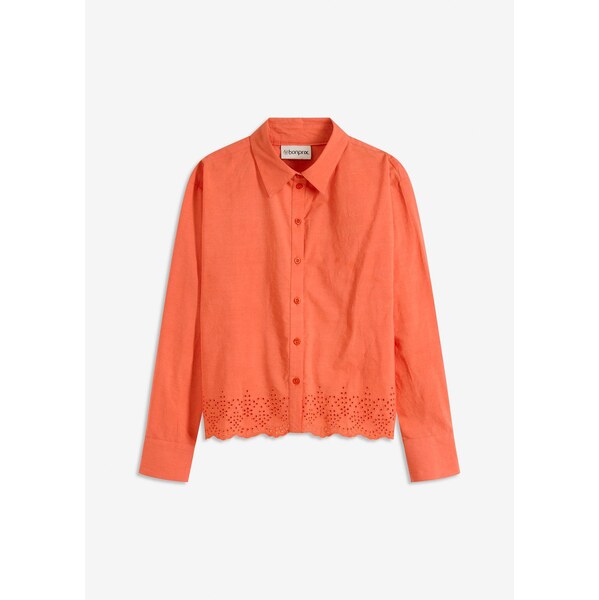 bonprix Košeľová blúzka z čistej bavlny, farba oranžová 63478318
