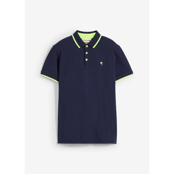 bonprix Polo tričko piké z čistej bavlny, farba modrá 63478430