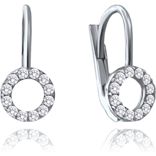 OLIVIE MINET Zlaté náušnice z bílého zlata kroužky s bílými zirkony Au 64933771