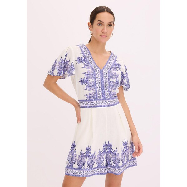 bonprix Overal s podielom plátna, farba biela 63478067