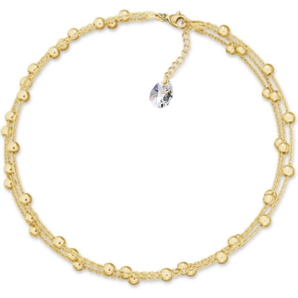 SWAROVSKI Elements Trojradová zlatá retiazka na nohu so slzou 63488522