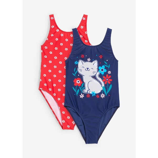 bonprix Jednodielne plavky (2 ks), farba červená 63477759