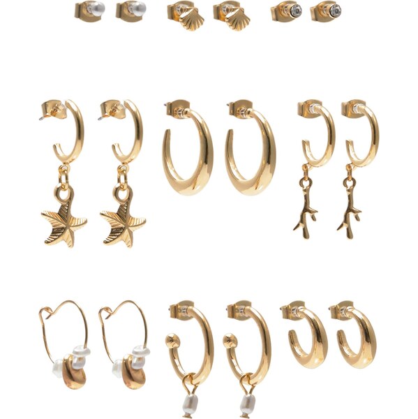 Pull&Bear Náušnice zlatá / perlovo biela 65878266