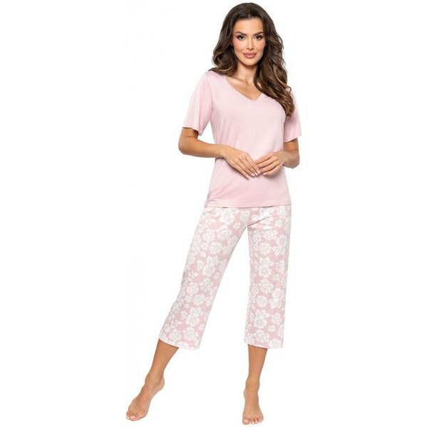 Donna Bavlnené dámske pyžamo Rosalia 3/4 ružové 63491472