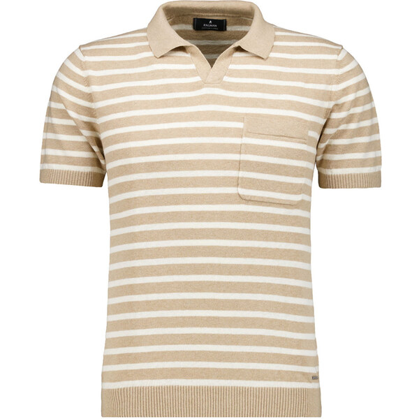 Pánska béžovohnedá pruhovaná polokošeľa s ľanom RAGMAN 63495498