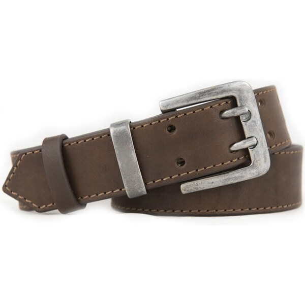 Obšitý pánsky hnedý kožený opasok (GP189) 63500541