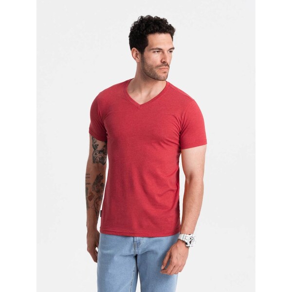 Ombre Clothing Bavlnené pánske tričko červené v17 om-tsbs-0145 63513237