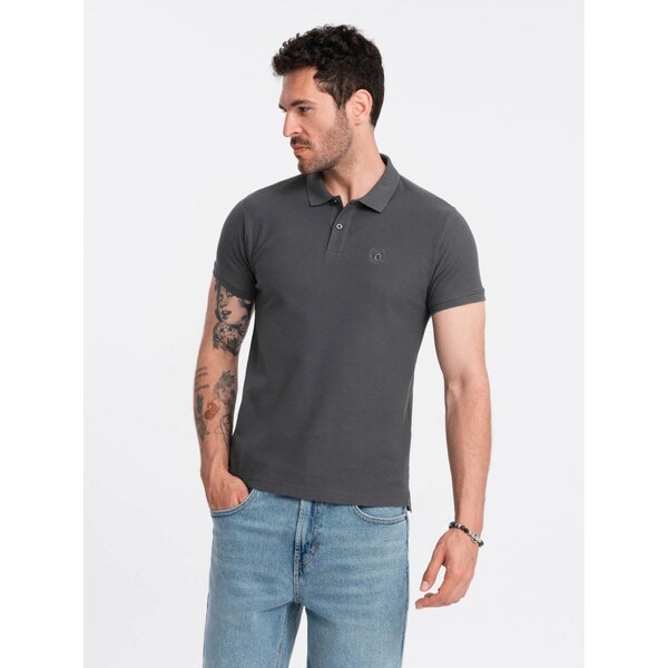 Ombre Clothing Bavlnená jednofarebná polokošeľa pre mužov šedá v3 om 63513241