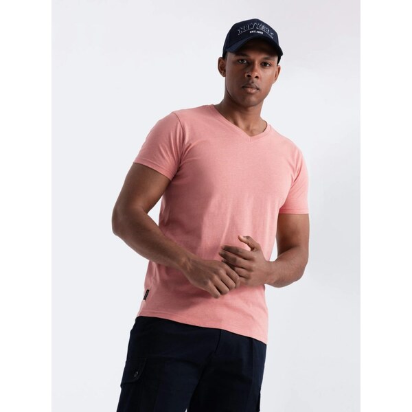 Ombre Clothing Bavlnené pánske tričko ružové v7 om-tsbs-0145 63513467