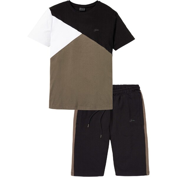 bonprix Tričko a bermudy (2-dielna sada), farba čierna 44915755