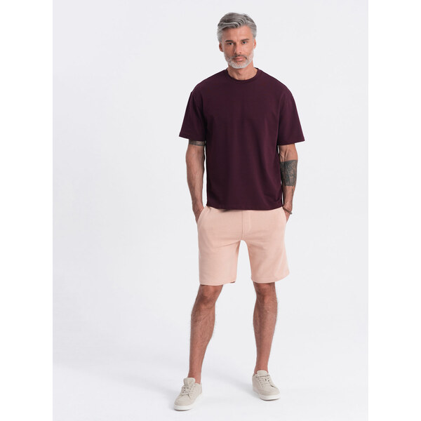Ombre Mens knit shorts with drawstring and pockets - powder pink 57777459