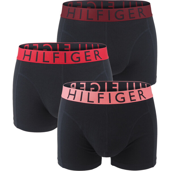 TOMMY HILFIGER - boxerky 3PACK eco cotton stretch black / deep rouge & 63535293
