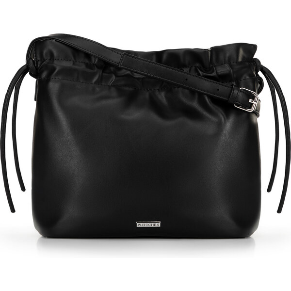 Wittchen Dámska crossbody kabelka s dekoratívnymi viazaniami čierna 66066447