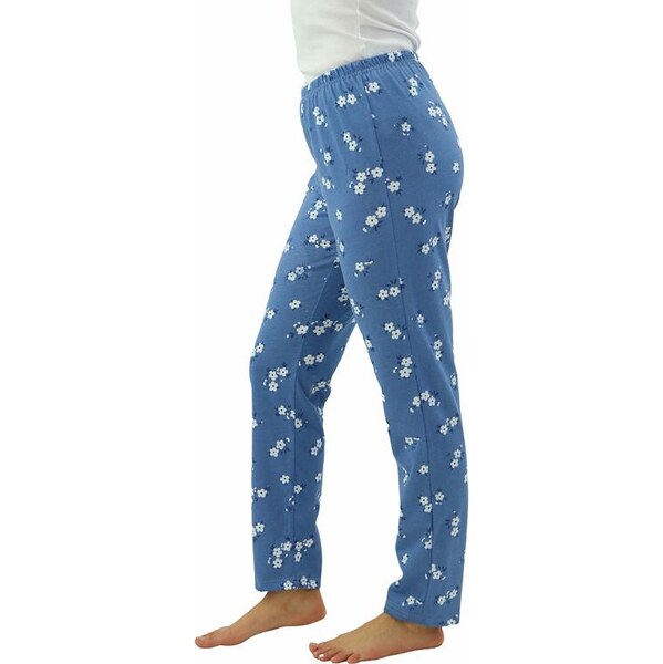 Regina Dámske pyžamové nohavice Magda modré kvetinové 63579776