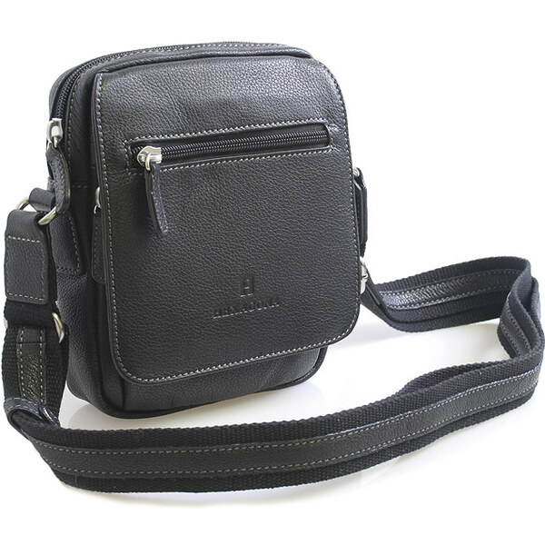 Luxusná čierna kožená taška cez rameno Hexagona xman čierna 57819921