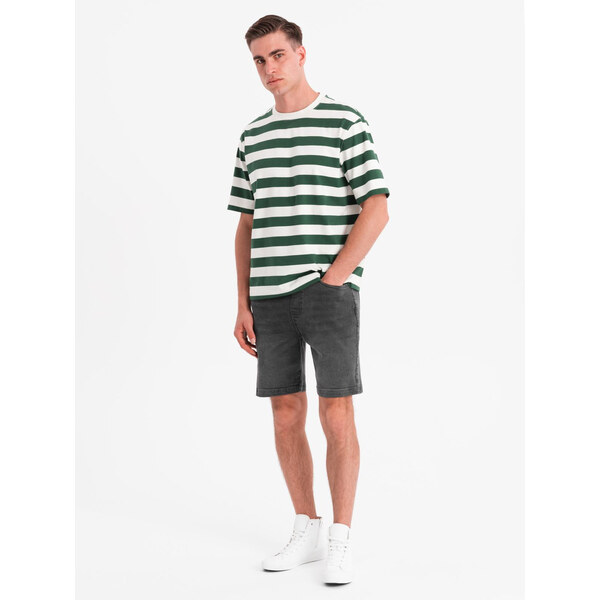 Ombre Mens shorts with elastic waistband and wash effect - grey 64793142