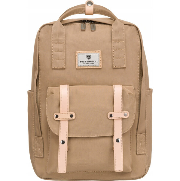 Peterson Tmavobéžový mestský batoh s vreckom PTN 79905 50073345