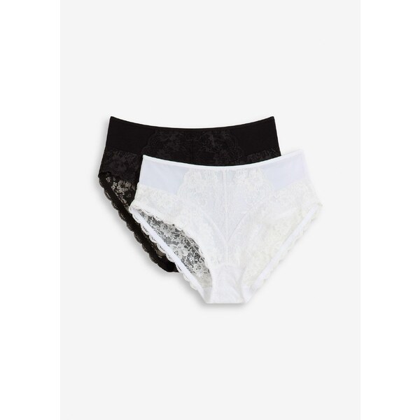 bonprix Maxi nohavičky s jemnou čipkou (2 ks), farba biela 63574484