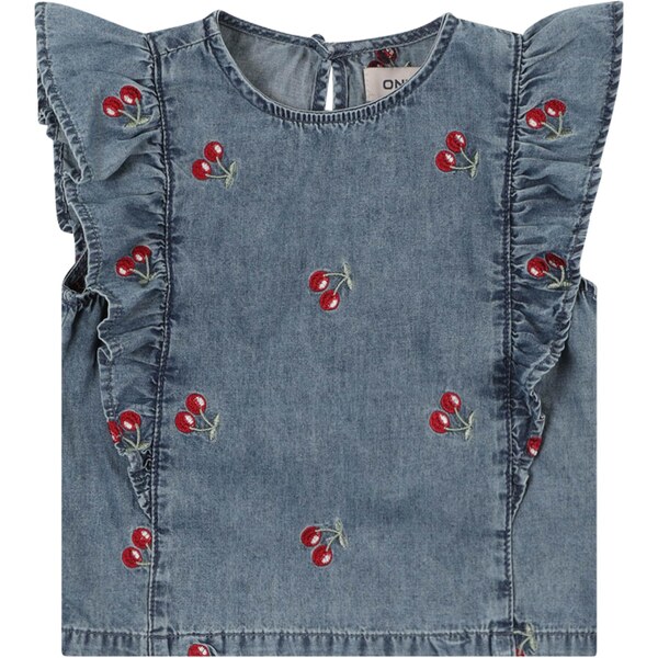 Only Mini Blúzka KMGDandy modrá denim / svetlozelená / čerešňová / 63571020