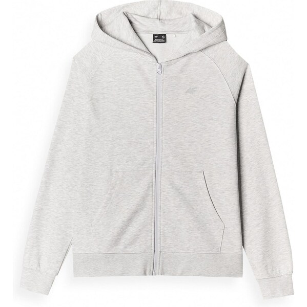 4F Športová mikina so zipsom sivá melírovaná 65707018