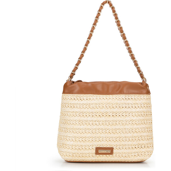 Wittchen Pletená crossbody kabelka s retiazkami béžovo-hnedá 66066586