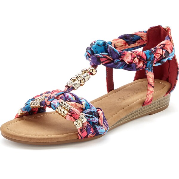 LASCANA Sandále azúrová / zlatá / ružová / červená 63585795