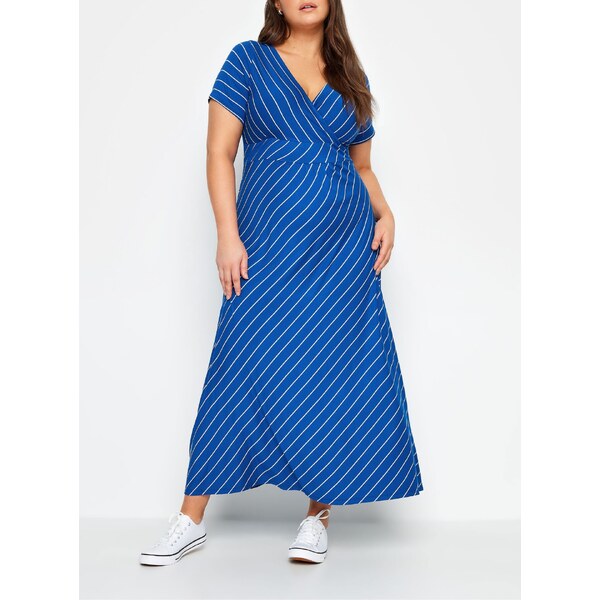 (veľ. 50/52 a 58/60) Džersejové šaty s pásikmi modré 55743632