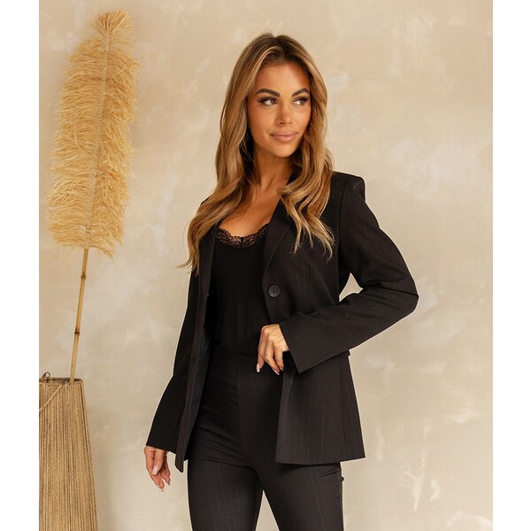 (veľ. 44 a 46) Sako s jemným prúžkom čierne 63591698