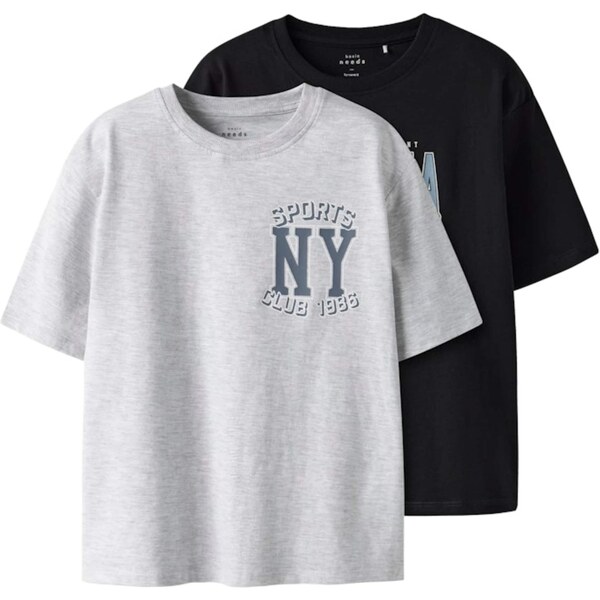 NAME IT Tričko NKMVALIX svetlosivá / čierna 63594448