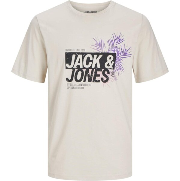 JACK & JONES Tričko JJJaxon béžová / tmavofialová / ružová / čierna 63594563
