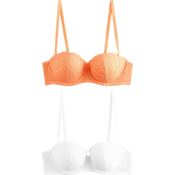 Next Podprsenka svetlooranžová / biela 64575543