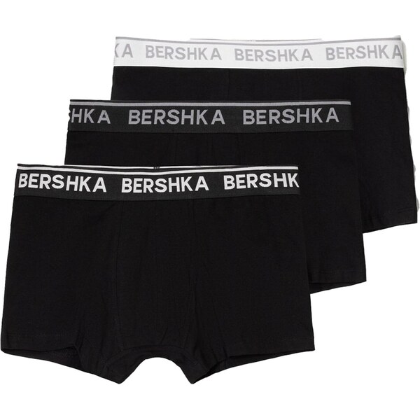 Bershka Boxerky sivá / čierna / biela 63741710