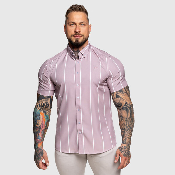 Strečová košeľa Iron Aesthetics Short Stripe, svetlofialová 63598416